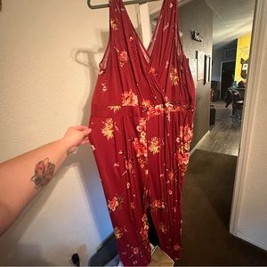 Torrid Red Floral Jumpsuit